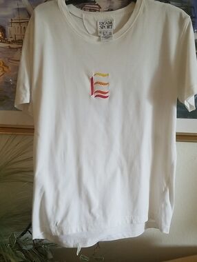 Escada Sport White Tee with Multicolor Embroidery